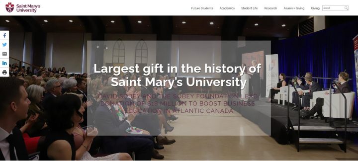 Largest gift in the history of Saint Mary's University